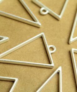8 pc. Matte Silver Triangle Open Backed Bezel Setting, 40mm by 20.5mm | FI-569