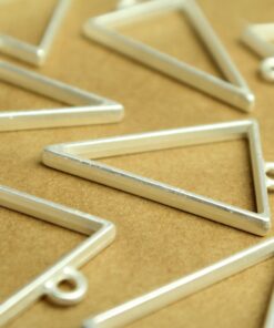 8 pc. Matte Silver Triangle Open Backed Bezel Setting, 40mm by 20.5mm | FI-569