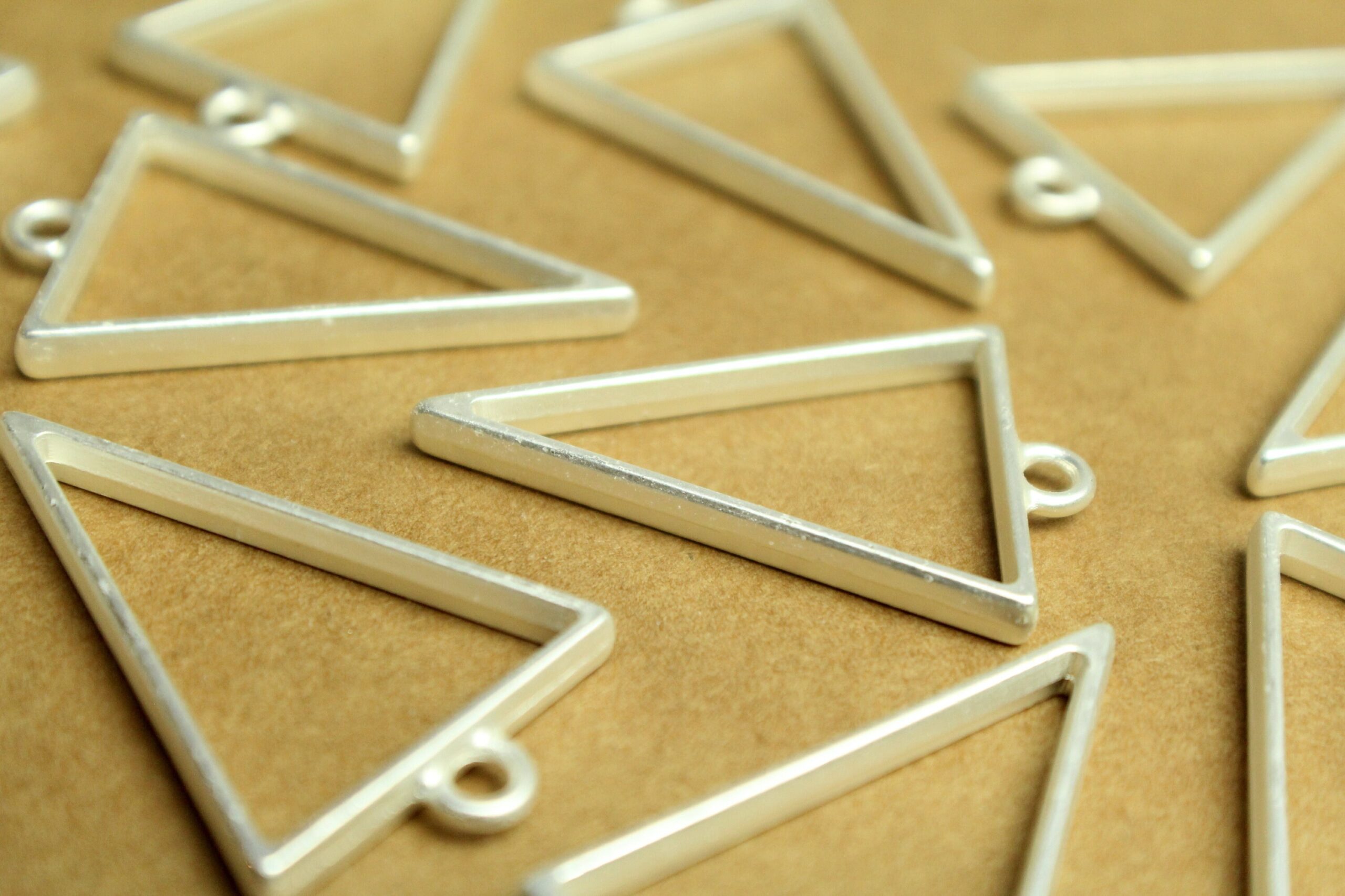 8 pc. Matte Silver Triangle Open Backed Bezel Setting, 40mm by 20.5mm | FI-569