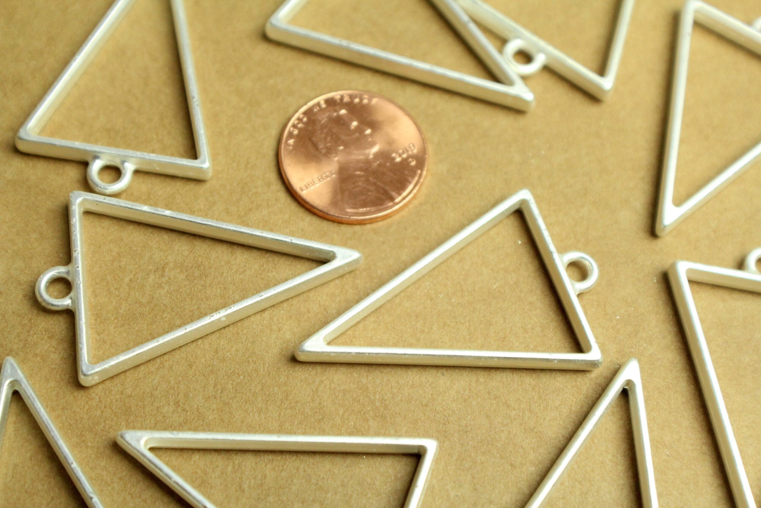 8 pc. Matte Silver Triangle Open Backed Bezel Setting, 40mm by 20.5mm | FI-569