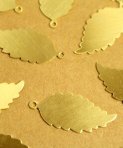 4 pc. Raw Brass Leaf Cutout Charms - Right: 32mm by 15mm - made in USA - stamping blank leaves autumn fall foliage tree woodland | RB-1310