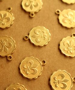 6 pc. Fleur de Lis Coin Charms: 12mm by 14mm - made in USA | RB-1317