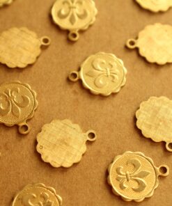 6 pc. Fleur de Lis Coin Charms: 12mm by 14mm - made in USA | RB-1317