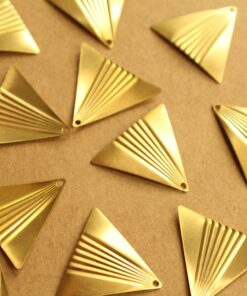 6 pc. Raw Brass Art Deco Charms : 20mm by 23mm - made in USA | RB-1322