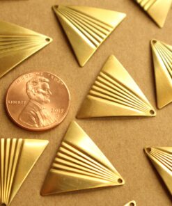 6 pc. Raw Brass Art Deco Charms : 20mm by 23mm - made in USA | RB-1322
