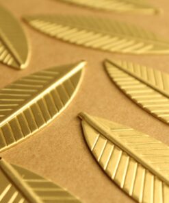 3 pc. Large Raw Brass Feathers: 62mm by 21mm - made in USA - leaf leaves bird tribal nature boho brooch bobby pin | RB-1331