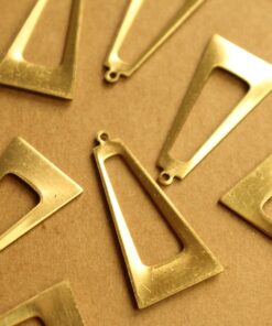2 pc. Raw Brass Open Polygon Drops: 35mm by 17mm - made in USA | RB-1321