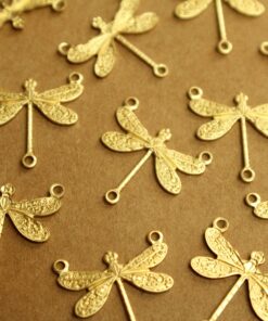 6 pc. Raw Brass Dragonfly 3 Hole Connectors: 17mm by 18.5mm - made in USA | RB-1348