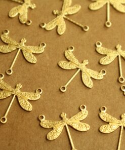 6 pc. Raw Brass Dragonfly 3 Hole Connectors: 17mm by 18.5mm - made in USA | RB-1348