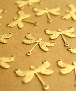 6 pc. Raw Brass Dragonfly 3 Hole Connectors: 17mm by 18.5mm - made in USA | RB-1348
