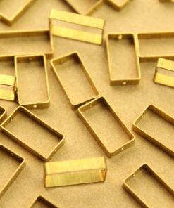 12 pc. Raw Brass Rectangle Spinner Charms: 8mm by 15mm | MIS-342
