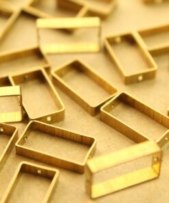 12 pc. Raw Brass Rectangle Spinner Charms: 8mm by 15mm | MIS-342