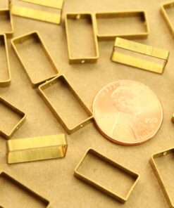12 pc. Raw Brass Rectangle Spinner Charms: 8mm by 15mm | MIS-342