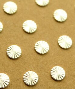 12 pc. Tiny Silver Plated Brass Textured Circles with Starburst Design: 7.5mm diameter - made in USA | SI-391