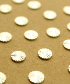 12 pc. Tiny Silver Plated Brass Textured Circles with Starburst Design: 7.5mm diameter - made in USA | SI-391