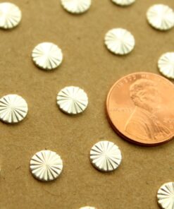 12 pc. Tiny Silver Plated Brass Textured Circles with Starburst Design: 7.5mm diameter - made in USA | SI-391
