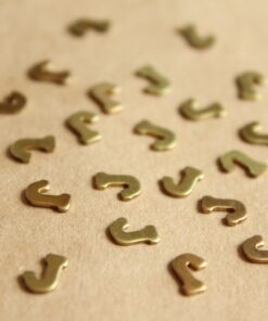 6 pc. Tiny Raw Brass Letter J Stampings - 6.5mm by 4mm - made in USA | RB-1165
