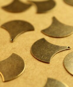 10 pc. Antique Brass Plated Flat Single Scallop Charms: 20mm by 19mm - made in USA | AB-189