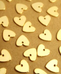 10 pc. Gold Plated Heart Charms, 8mm by 8mm | FI-583
