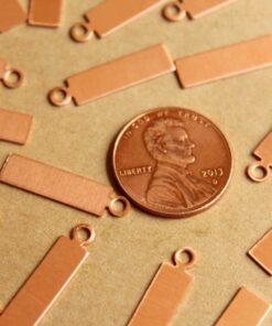 10 pc. Raw Copper Rectangle Tags: 21mm by 5mm - made in USA | RB-830