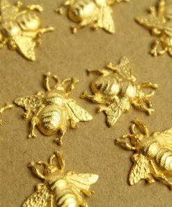 1 pc. Medium Gold Plated Brass Queen Bees: 18mm by 19mm - made in USA | GLD-160