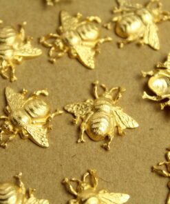 1 pc. Medium Gold Plated Brass Queen Bees: 18mm by 19mm - made in USA | GLD-160