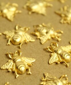 1 pc. Medium Gold Plated Brass Queen Bees: 18mm by 19mm - made in USA | GLD-160