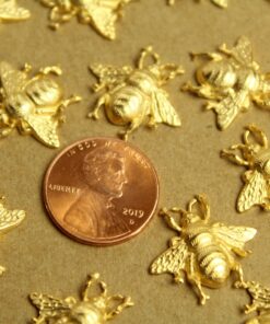1 pc. Medium Gold Plated Brass Queen Bees: 18mm by 19mm - made in USA | GLD-160