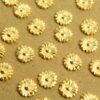 4 pc. Tiny Gold Plated Brass Flat Flowers: 9mm diameter - made in USA | GLD-154
