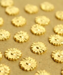 4 pc. Tiny Gold Plated Brass Flat Flowers: 9mm diameter - made in USA | GLD-154