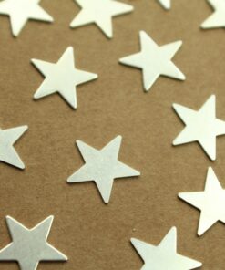 12 pc. Medium Silver Plated Brass Stars: 13mm by 13mm - made in USA | SI-404