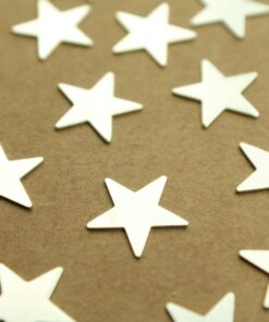 12 pc. Medium Silver Plated Brass Stars: 13mm by 13mm - made in USA | SI-404