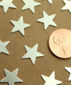 12 pc. Medium Silver Plated Brass Stars: 13mm by 13mm - made in USA | SI-404