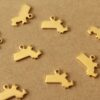 6 pc. Gold Plated Brass Massachusetts State Charms / Blanks: 12mm by 8.5mm - made in USA | GLD-205