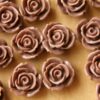 CLOSEOUT - 10 pc. Hot Chocolate Brown Large Rose Cabochons 19mm | RES-427