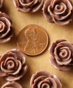 CLOSEOUT - 10 pc. Hot Chocolate Brown Large Rose Cabochons 19mm | RES-427