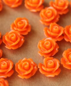 CLOSEOUT - 30 pc. Bright Orange Glossy Rose Cabochon 10mm | RES-442