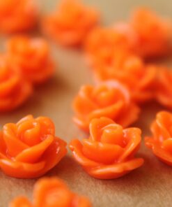 CLOSEOUT - 30 pc. Bright Orange Glossy Rose Cabochon 10mm | RES-442
