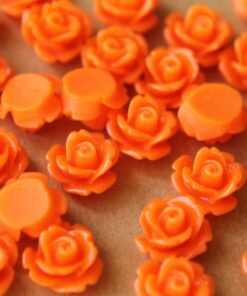 CLOSEOUT - 30 pc. Bright Orange Glossy Rose Cabochon 10mm | RES-442