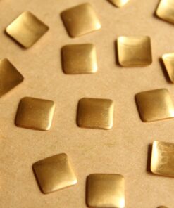 24 pc. Small Raw Brass Domed Squares: 9mm by 9mm - made in USA | RB-792