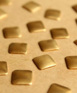 24 pc. Small Raw Brass Domed Squares: 9mm by 9mm - made in USA | RB-792
