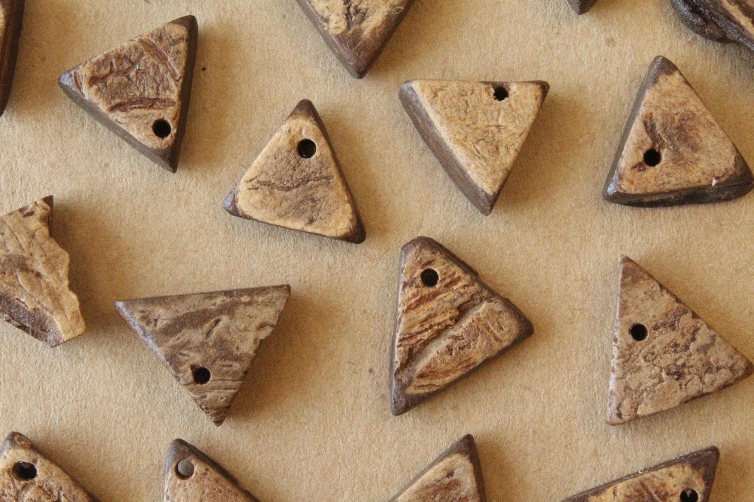 50 pc. Triangle Coconut Beads, Irregular Natural Fiber Beads | TMP-002