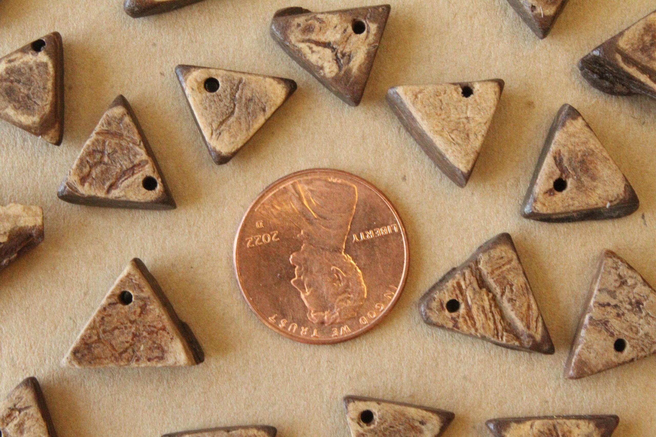 50 pc. Triangle Coconut Beads, Irregular Natural Fiber Beads | TMP-002