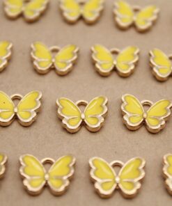 10 pc. Yellow and Gold Enameled Butterfly Charms, 12.5mm x 10.5mm | MIS-168**