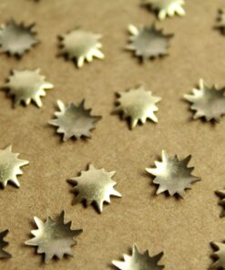 18 pc. Tiny Antique Brass Plated Sunbursts : 9mm - made in USA | AB-158