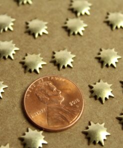 18 pc. Tiny Antique Brass Plated Sunbursts : 9mm - made in USA | AB-158