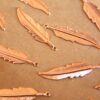 6 pc. Rose Gold Plated Brass Feathers: 34mm by 8.5mm - made in USA | ROS-071