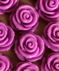 10 pc. Lilac Jumbo Rose Cabochons 23mm - RES-156