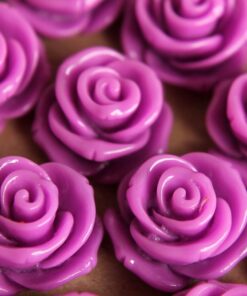 10 pc. Lilac Jumbo Rose Cabochons 23mm - RES-156