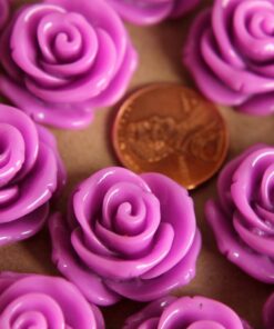 10 pc. Lilac Jumbo Rose Cabochons 23mm - RES-156